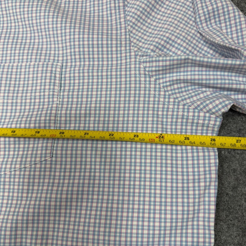 UNTUCKit Mens XXL Blue Pink Gingham Performance Stretch Button Down Shirt - Picture 8 of 10